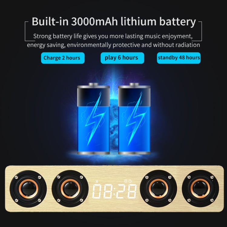 W8C Wooden Clock Subwoofer Bluetooth Speaker, Support TF Card & U Disk & 3.5mm AUX(Brown Wood) - Desktop Speaker by buy2fix | Online Shopping UK | buy2fix