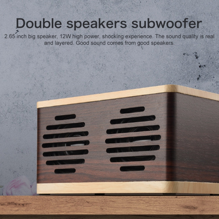 D70 QI Standard Subwoofer Wooden Bluetooth 4.2 Speaker, Support TF Card & 3.5mm AUX Brown - Desktop Speaker by buy2fix | Online Shopping UK | buy2fix