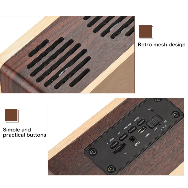 D70 QI Standard Subwoofer Wooden Bluetooth 4.2 Speaker, Support TF Card & 3.5mm AUX Brown - Desktop Speaker by buy2fix | Online Shopping UK | buy2fix