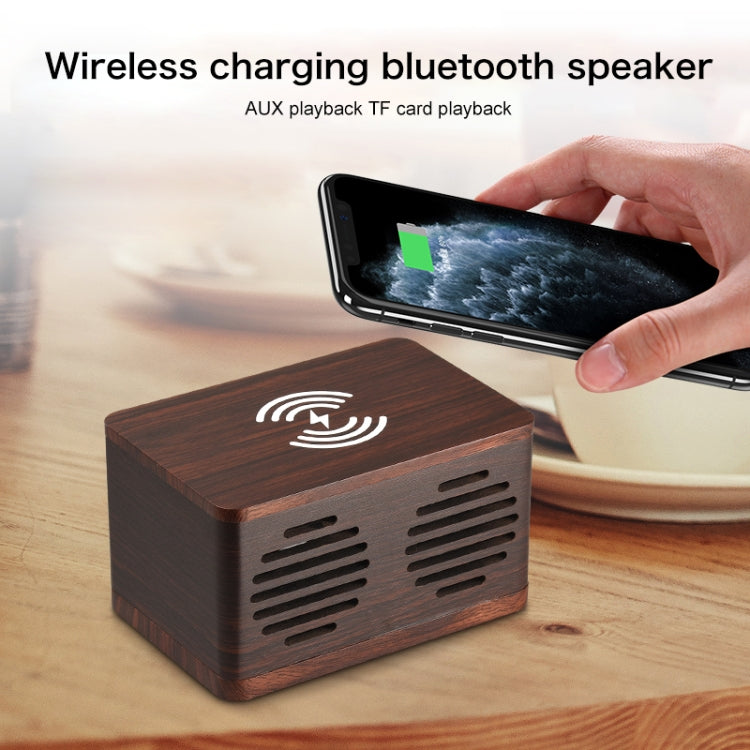 D70 QI Standard Subwoofer Wooden Bluetooth 4.2 Speaker, Support TF Card & 3.5mm AUX Brown - Desktop Speaker by buy2fix | Online Shopping UK | buy2fix