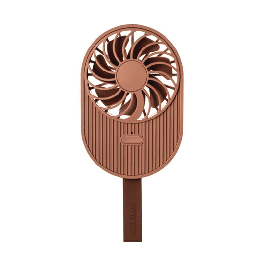 LLD-17 0.7-1.2W Ice Cream Shape Portable 2 Speed Control USB Charging Handheld Fan with Lanyard (Brown) by buy2fix