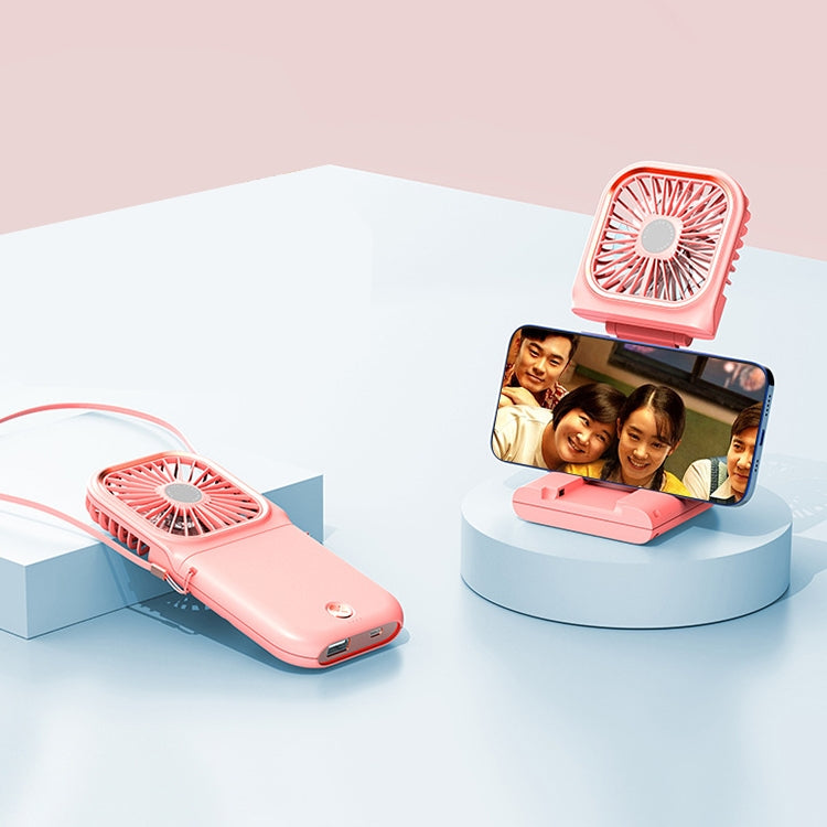 F30 Electroplating Handheld Fan Portable Desktop Folding Mute USB Hanging Neck Fan, Upgraded Version (Pink) - Electric Fans by buy2fix | Online Shopping UK | buy2fix