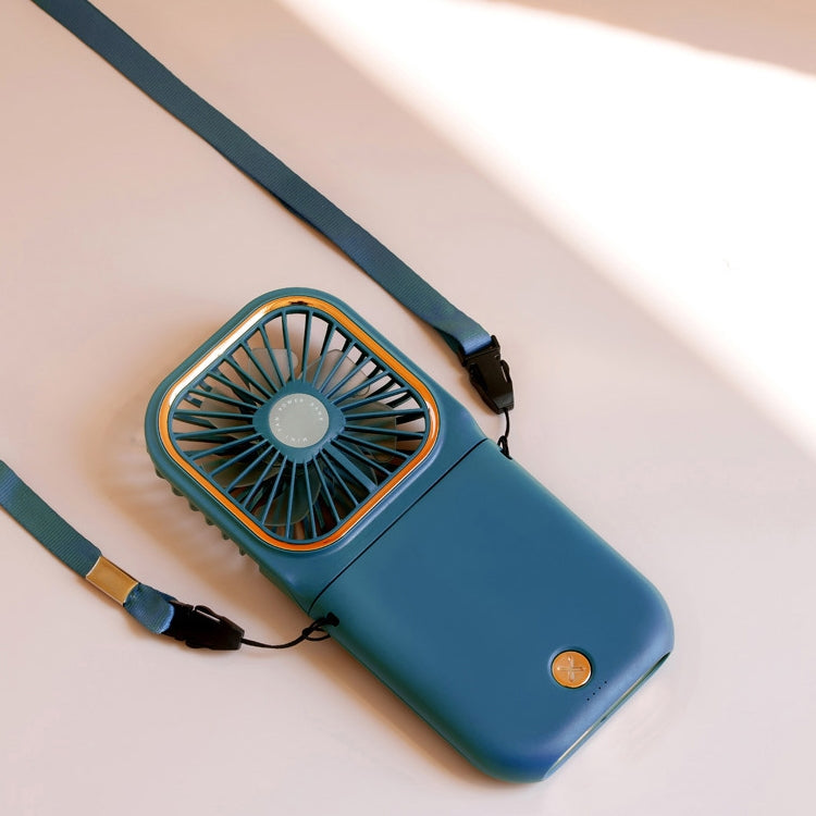 F30 Electroplating Handheld Fan Portable Desktop Folding Mute USB Hanging Neck Fan, Upgraded Version (Blue) - Electric Fans by buy2fix | Online Shopping UK | buy2fix