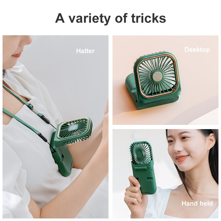 F30 Electroplating Handheld Fan Portable Desktop Folding Mute USB Hanging Neck Fan, Upgraded Version (Pink) - Electric Fans by buy2fix | Online Shopping UK | buy2fix