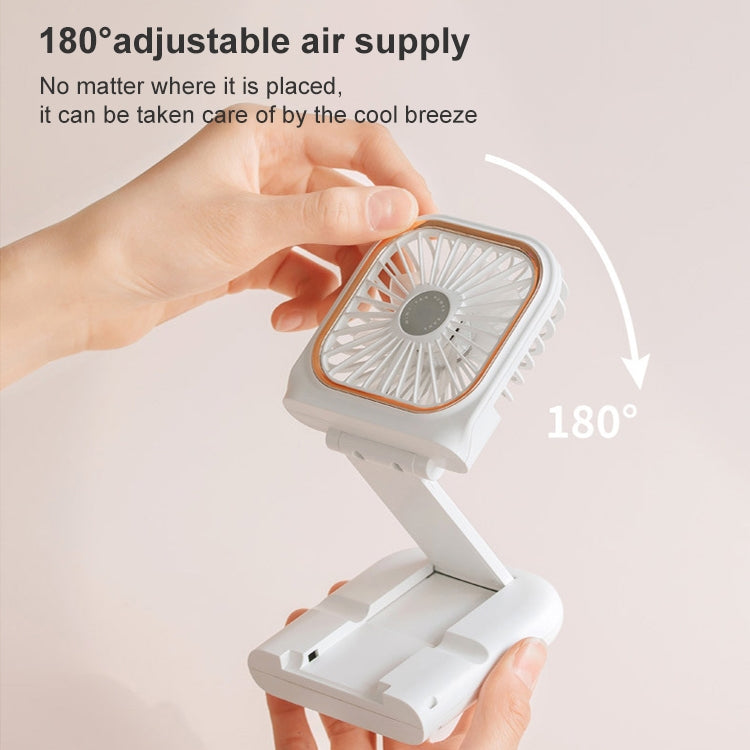 F30 Electroplating Handheld Fan Portable Desktop Folding Mute USB Hanging Neck Fan, Upgraded Version (White) - Electric Fans by buy2fix | Online Shopping UK | buy2fix