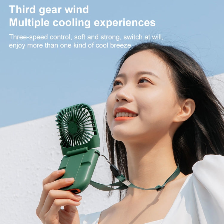 F30 Electroplating Handheld Fan Portable Desktop Folding Mute USB Hanging Neck Fan, Upgraded Version (White) - Electric Fans by buy2fix | Online Shopping UK | buy2fix