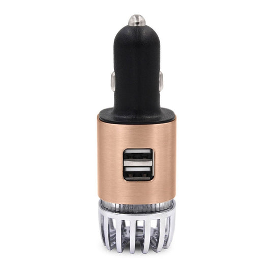 2 in 1 Car Negative-ion Aromatherapy Air Purifier Humidifier + Dual USB Port Car Charger (Gold) - Air Purifier by buy2fix | Online Shopping UK | buy2fix
