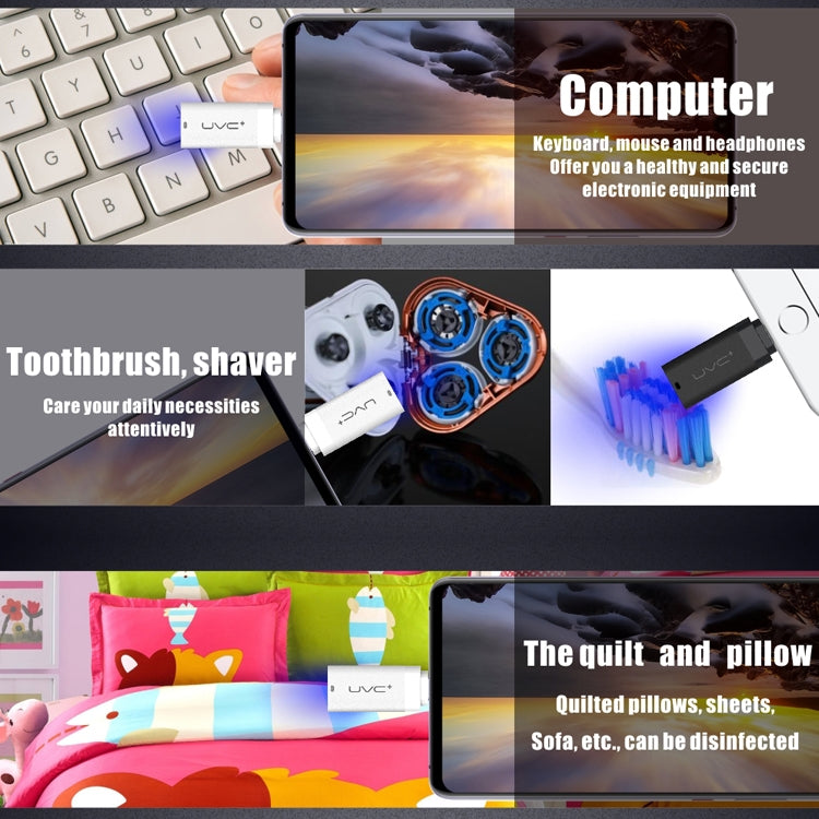 8 Pin Ultra Portable Germicidal Lights Smartphone UV Sanitizer (White) by buy2fix