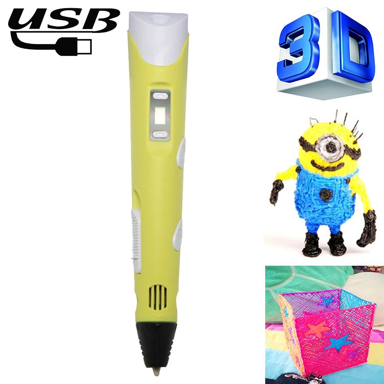 Hand-held 3D Printing Pen, USB Plug(Yellow) - 3D Printer by buy2fix | Online Shopping UK | buy2fix