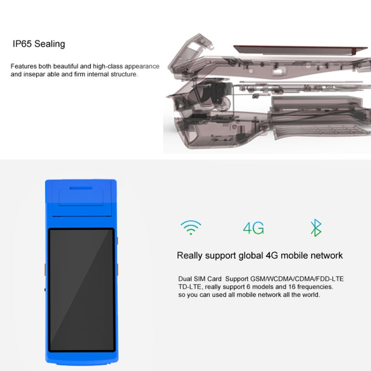 PDA-5501 Multi-function 5.5 inch IPS Screen IP65 Protection All-in-one Intelligent Terminal, Built-in Thermal Line Printer & MIC & Speaker, Support WiFi & Bluetooth & GPS(Blue) - Receipt Printers by buy2fix | Online Shopping UK | buy2fix
