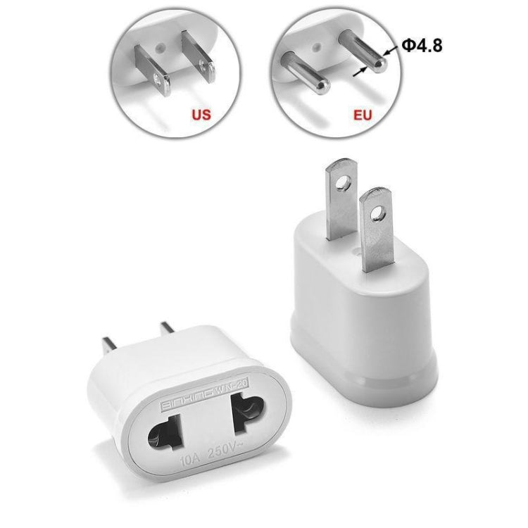 US & EU to US Plug AC Wall Universal Travel Power Socket Plug Adaptor, AC 250V (White) - Plug Adaptor by buy2fix | Online Shopping UK | buy2fix