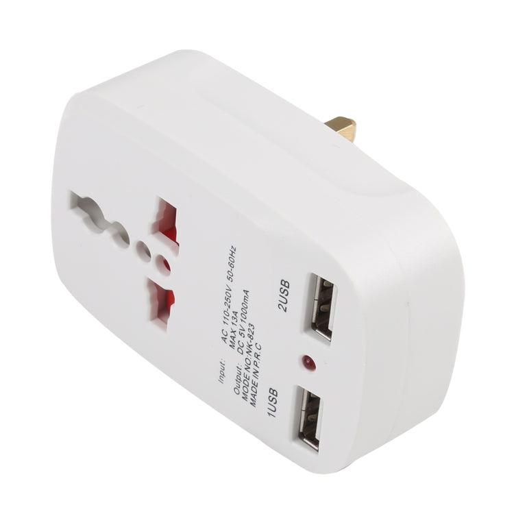 NK-823 2000W Dual USB Travel Charger Power Adapter Socket, UK Plug - USB Charger by buy2fix | Online Shopping UK | buy2fix