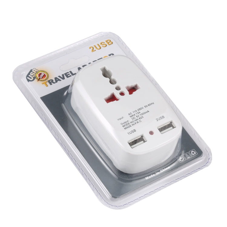 NK-823 2000W Dual USB Travel Charger Power Adapter Socket, UK Plug - USB Charger by buy2fix | Online Shopping UK | buy2fix
