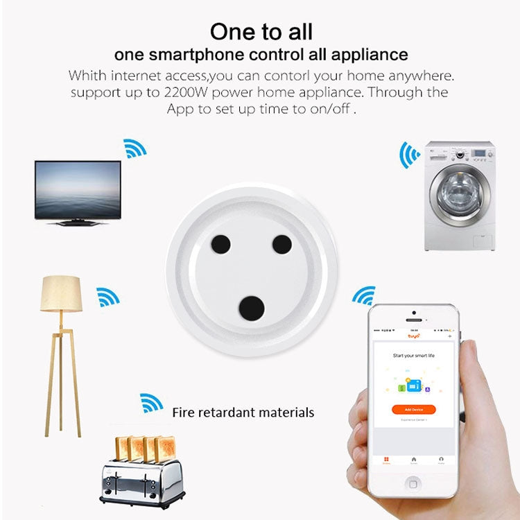 10A Mini Smart WiFi Socket Small South Africa / India Plug Remote Control Timer Switch Electrical Power Adapter with Alexa by buy2fix