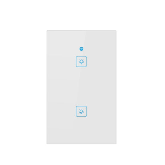 WS-US-02 EWeLink APP & Touch Control 2A 2 Gangs Tempered Glass Panel Smart Wall Switch, AC 90V-250V, US Plug by buy2fix
