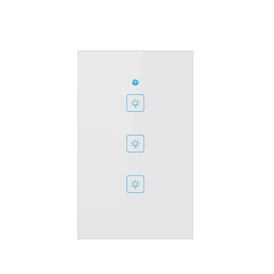 WS-US-03 EWeLink APP & Touch Control 2A 3 Gangs Tempered Glass Panel Smart Wall Switch, AC 90V-250V, US Plug by buy2fix