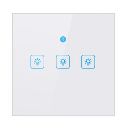WS-UK-03 EWeLink APP & Touch Control 2A 3 Gangs Tempered Glass Panel Smart Wall Switch, AC 90V-250V, UK Plug by buy2fix