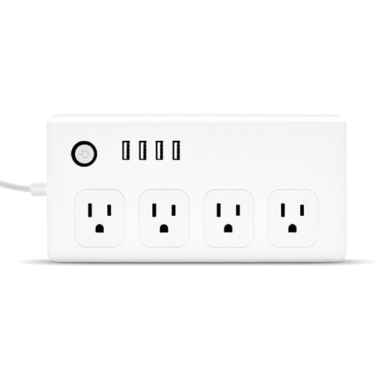4 x USB Ports + 4 x US Plug Jack WiFi Remote Control Smart Power Socket Works with Alexa & Google Home, AC 110-240V, US Plug by buy2fix
