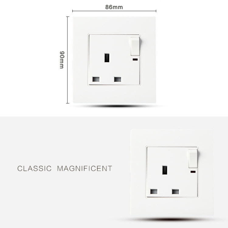86 Type PC 13A Three Hole Power Socket with Light Switch, UK Plug - by buy2fix | Online Shopping UK | buy2fix
