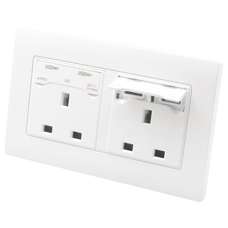 86 Type Three Hole USB Power Socket, UK Plug - by buy2fix | Online Shopping UK | buy2fix