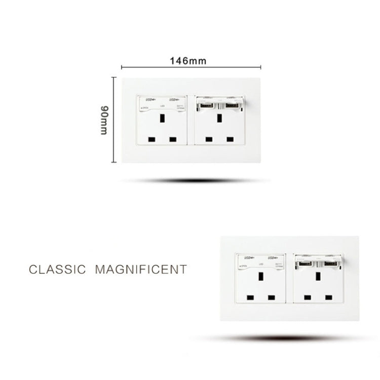 86 Type Three Hole USB Power Socket, UK Plug - by buy2fix | Online Shopping UK | buy2fix