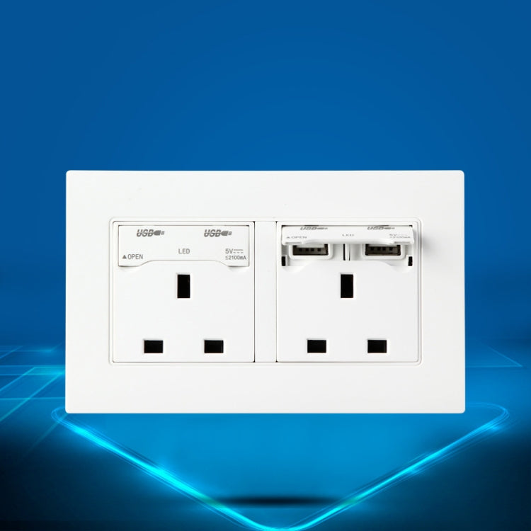 86 Type Three Hole USB Power Socket, UK Plug - by buy2fix | Online Shopping UK | buy2fix