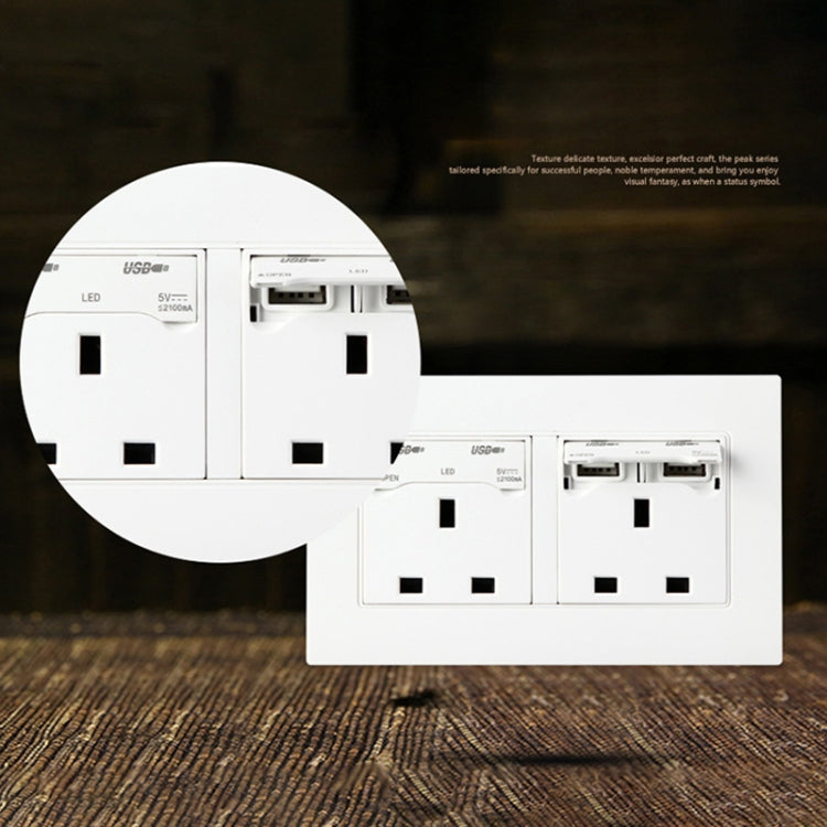 86 Type Three Hole USB Power Socket, UK Plug - by buy2fix | Online Shopping UK | buy2fix