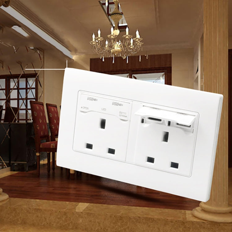 86 Type Three Hole USB Power Socket, UK Plug - by buy2fix | Online Shopping UK | buy2fix