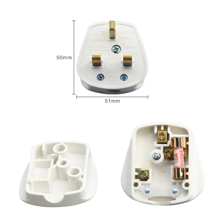 Three-pin 13A Power Wiring Plug With Fuse Tube, UK Plug - Plug Adaptor by buy2fix | Online Shopping UK | buy2fix