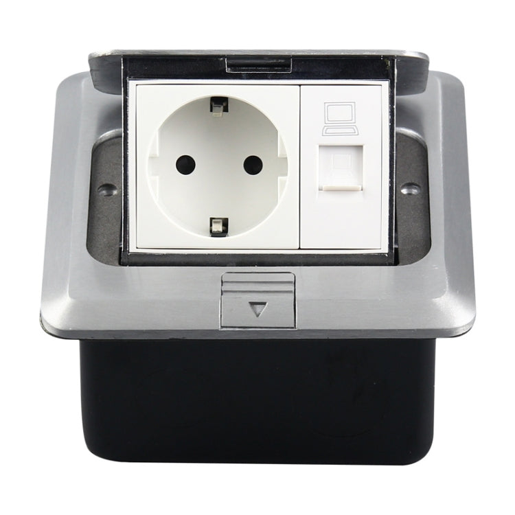 Hidden Pop-up Aluminum Alloy Computer Floor Socket with Cover Bottom Box, EU Plug - by buy2fix | Online Shopping UK | buy2fix