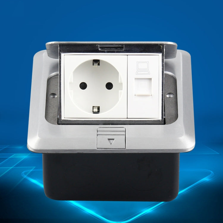 Hidden Pop-up Aluminum Alloy Computer Floor Socket with Cover Bottom Box, EU Plug - by buy2fix | Online Shopping UK | buy2fix