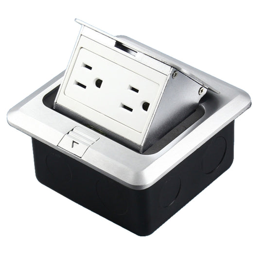 Hidden Pop-up Aluminum Alloy Computer Floor Socket with Cover Bottom Box, US Plug by buy2fix