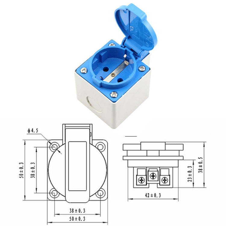 Outdoor IP44 Waterproof Socket with Cover, EU Plug - by buy2fix | Online Shopping UK | buy2fix