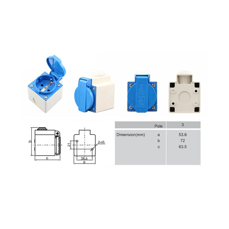 Outdoor IP44 Waterproof Socket with Cover, EU Plug - by buy2fix | Online Shopping UK | buy2fix