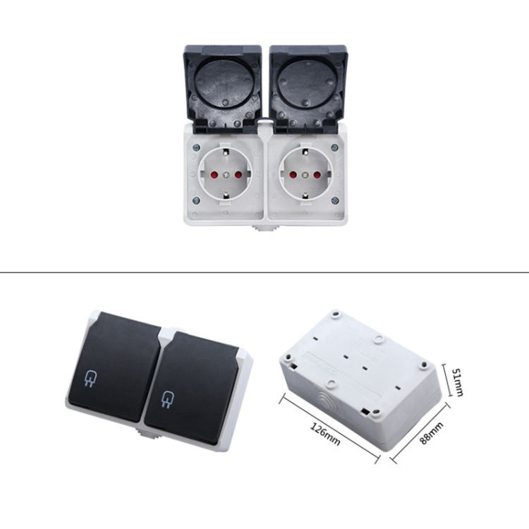 IP44 Waterproof Double-connection Socket with Cover, EU Plug - by buy2fix | Online Shopping UK | buy2fix
