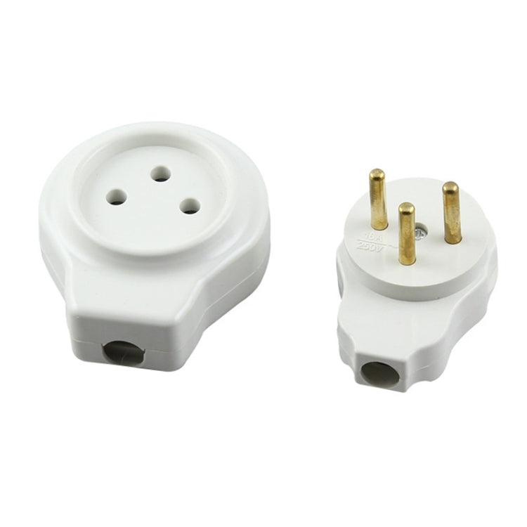Pair Israel 16A Cylindrical Male Female Butt Joint Tripolar Power Plug - Plug Adaptor by buy2fix | Online Shopping UK | buy2fix