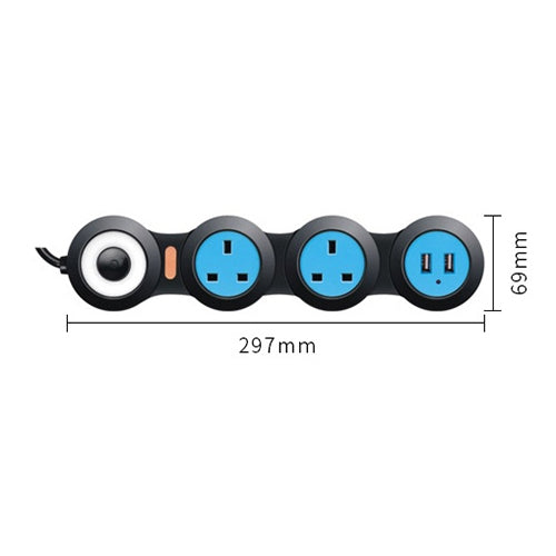 Charging Plug-in Wiring Board Creative Rotary Towline Board 13A Deformed Socket with USB, UK Plug, 3-Bit Socket(Black) - Extension Socket by buy2fix | Online Shopping UK | buy2fix