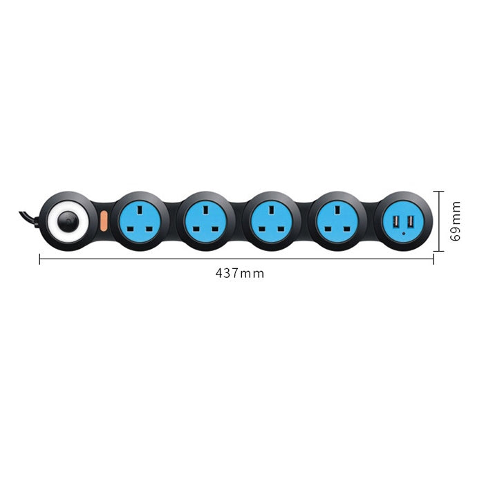 Charging Plug-in Wiring Board Creative Rotary Towline Board 13A Deformed Socket with USB, UK Plug, 5-Bit Socket(Black) - Extension Socket by buy2fix | Online Shopping UK | buy2fix