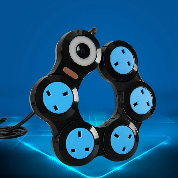 Charging Plug-in Wiring Board Creative Rotary Towline Board 13A Deformed Socket, UK Plug, 4-Bit Socket(Black) - Extension Socket by buy2fix | Online Shopping UK | buy2fix