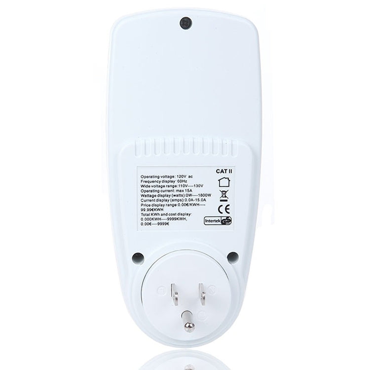 AC 120V 60Hz Max 15A LCD Display Power Meter Energy Watt Amps Volt Electricity Usage Monitor Analyzer, US Plug - Current & Voltage Tester by buy2fix | Online Shopping UK | buy2fix