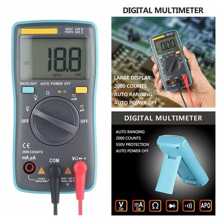 ZT98 CAT III  600V Portable Digital Multimeter 2000 Counts Back-light AC / DC Current Voltage Tester Meter with LCD Screen & Holder - Current & Voltage Tester by buy2fix | Online Shopping UK | buy2fix