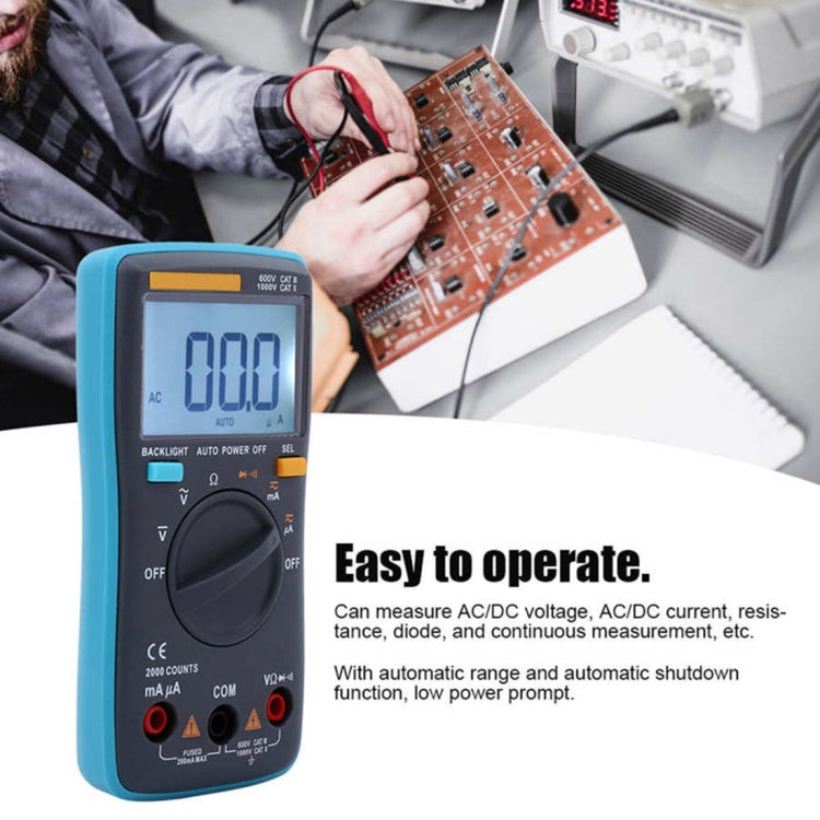 ZT98 CAT III  600V Portable Digital Multimeter 2000 Counts Back-light AC / DC Current Voltage Tester Meter with LCD Screen & Holder - Current & Voltage Tester by buy2fix | Online Shopping UK | buy2fix