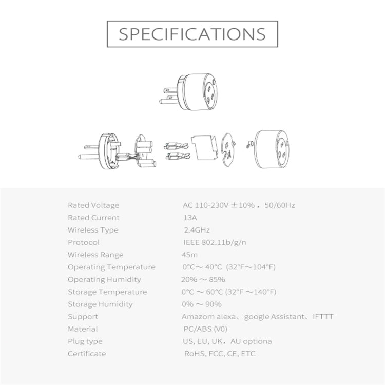 NEO NAS-WR02W WiFi US Smart Power Plug,with Remote Control Appliance Power ON/OFF via App & Timing function by NEO