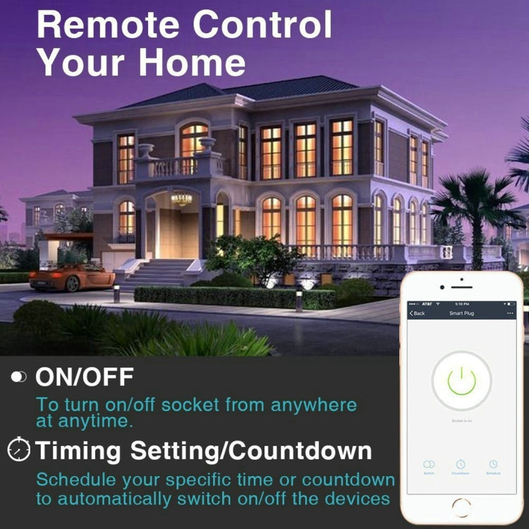 JH-G09U 15A 2.4GHz WiFi Control Hubless Smart Home Power Socket Works with Alexa & Google Home, AC 100-240V, US Plug (White) - Consumer Electronics by buy2fix | Online Shopping UK | buy2fix