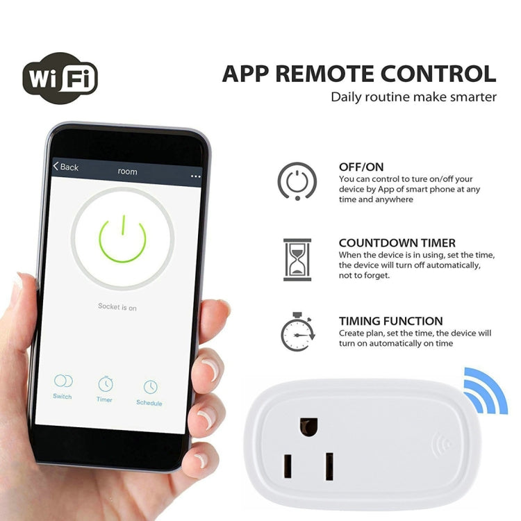 JH-G09U 15A 2.4GHz WiFi Control Hubless Smart Home Power Socket Works with Alexa & Google Home, AC 100-240V, US Plug (White) - Consumer Electronics by buy2fix | Online Shopping UK | buy2fix