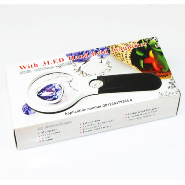 Reading Visual Magnifier with 3 LED Light, Mini Portable 3-45X Handheld Reading Visual Magnifier with 3 LED Light(White) by buy2fix