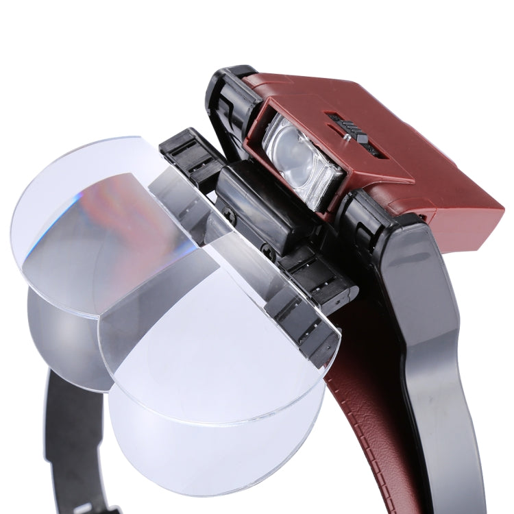 Multi-function Adjustable Maintenance Dentistry Reading Head Magnifier with 2 LED Light & 4 Lenses (1.7X, 2X, 2.5X, 4X) - Glasses Style by buy2fix | Online Shopping UK | buy2fix