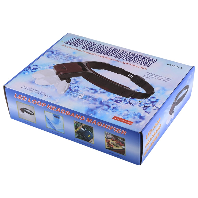 Multi-function Adjustable Maintenance Dentistry Reading Head Magnifier with 2 LED Light & 4 Lenses (1.7X, 2X, 2.5X, 4X) - Glasses Style by buy2fix | Online Shopping UK | buy2fix