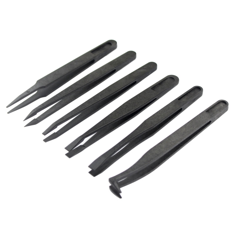 JF-S6in1 6 in 1 Anti-static Carbon Fiber Straight and Curved Tip Tweezers(Black) - Tweezers by JIAFA | Online Shopping UK | buy2fix