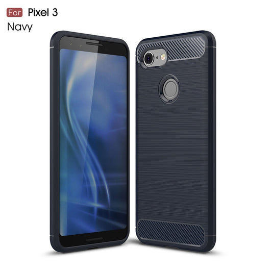 Brushed Texture Carbon Fiber Shockproof TPU Case for Google Pixel 3(Navy Blue) by buy2fix